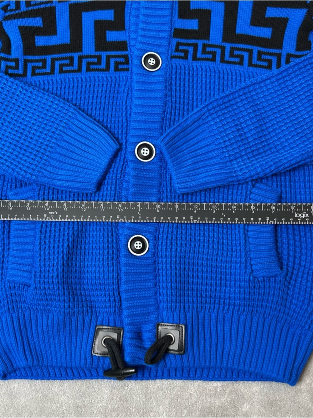 Suslo Couture Sweater Cardigan Italian Baroque Black & Blue Men’s Size L Jacket - Picture 13 of 16